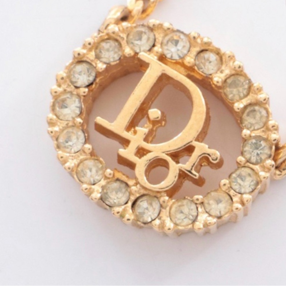 Dior Crystal Logo Pendant Necklace